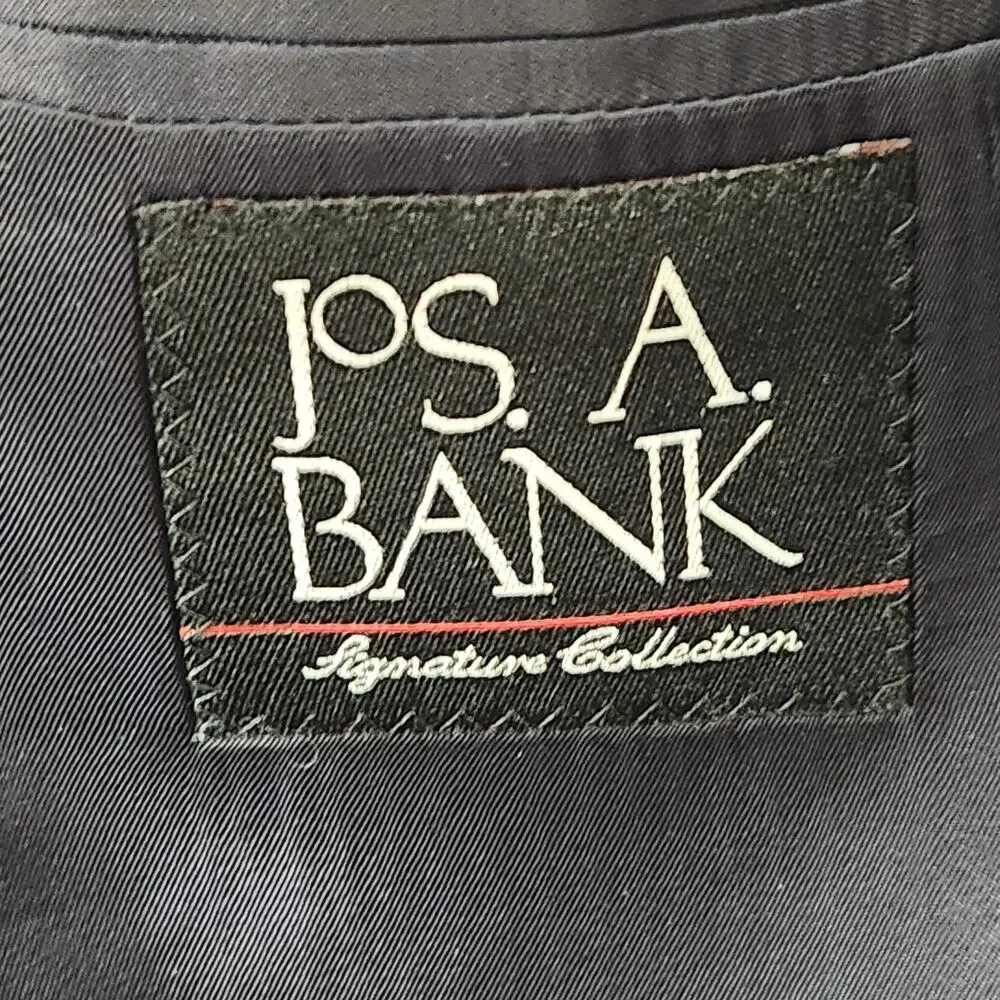 JOS A BANK Suit Jacket Mens 42L Blue Navy Herringbone Career Wedding 100% Wool